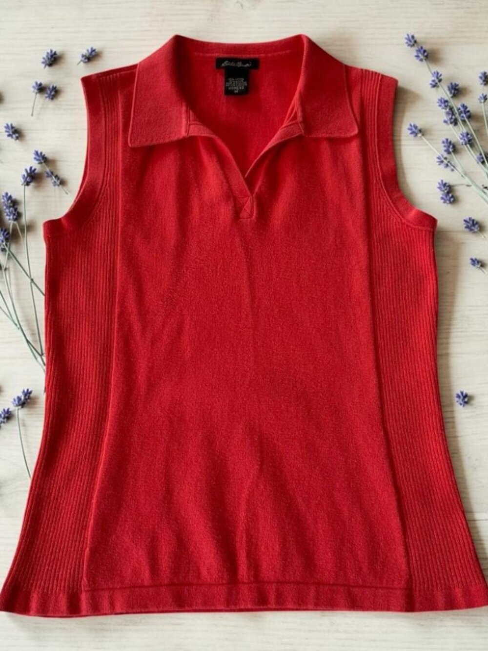 Eddie Bauer Women's Sleeveless Top Size Medium Pink Cotton Nylon Blend Sweater